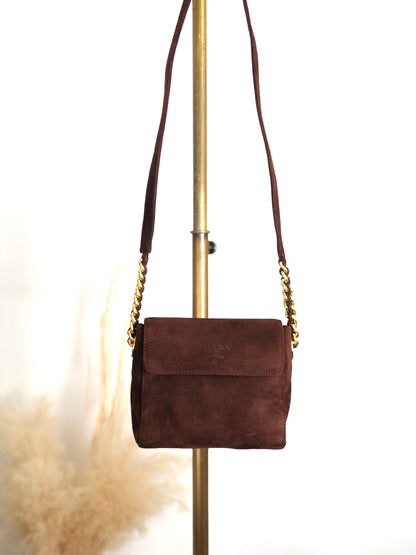 PRADA Logo Shoulder bag Brown Vintage psiphd
