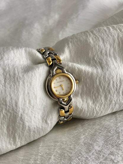 Yves Saint Laurent Logo Quartz Watch Silver×Gold 5420-F45278 Vintage 46jnbp