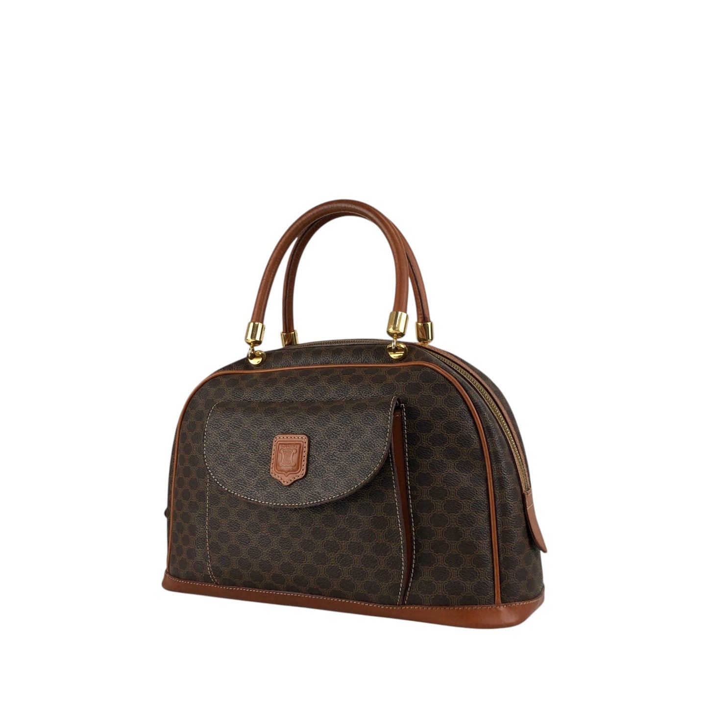 CELINE Macadam Blason Handbag Brown Vintage h544n5