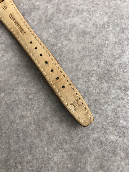 CELINE MARPLE Triomphe Quartz Watch Pink×Brown Vintage u3g646
