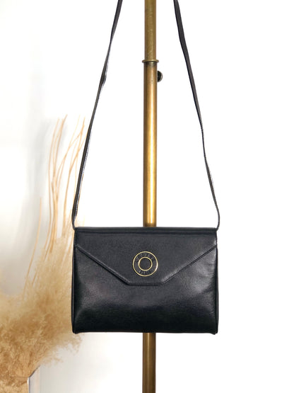 CELINE Circle Logo Shoulder bag Black Vintage bwix55