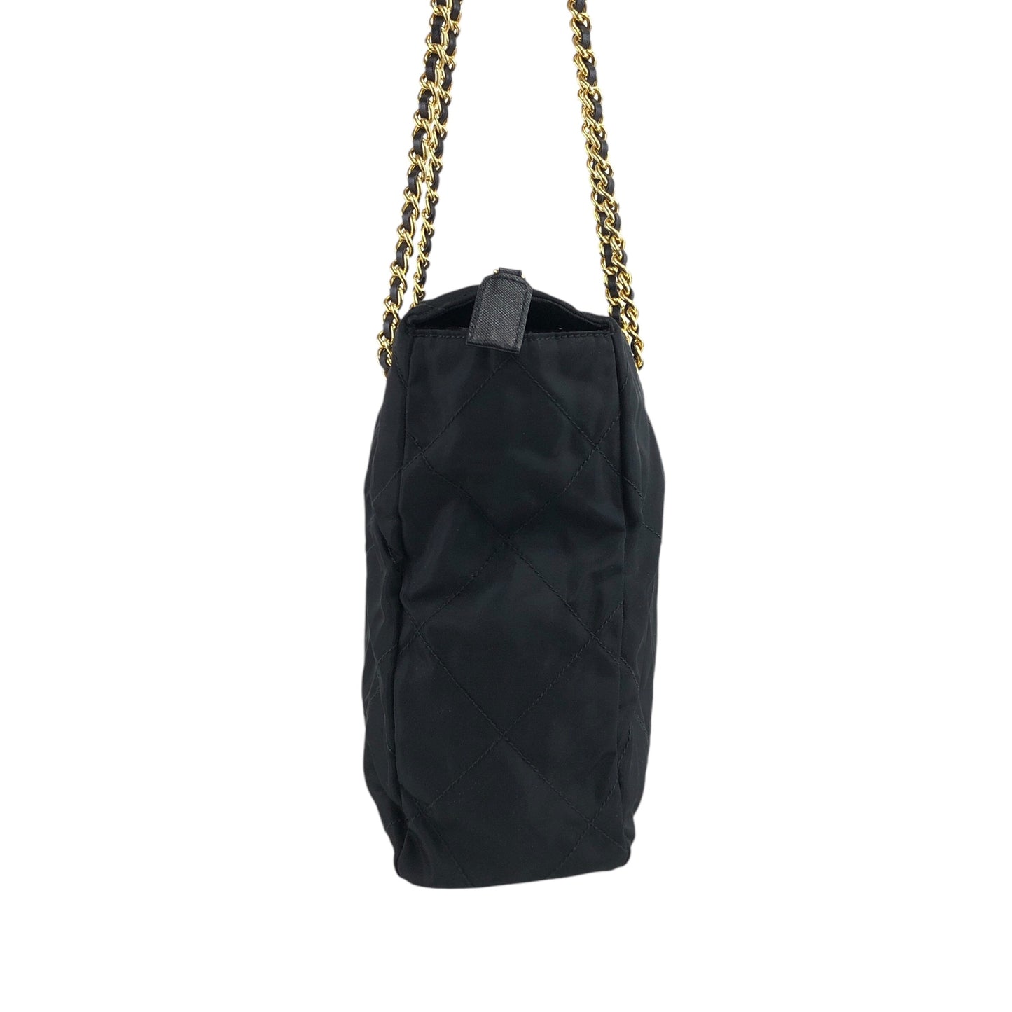 PRADA Triangle Logo Chain Shoulder bag Black Vintage dp2pec