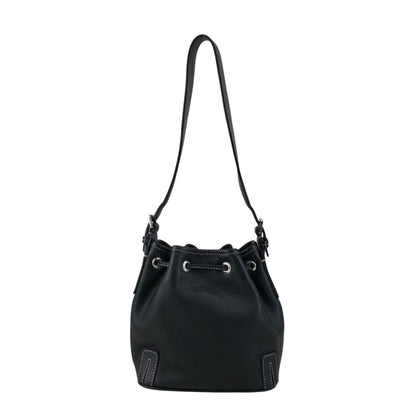 BURBERRY Logo Drawstring Shoulder bag Black Vintage phkwjb