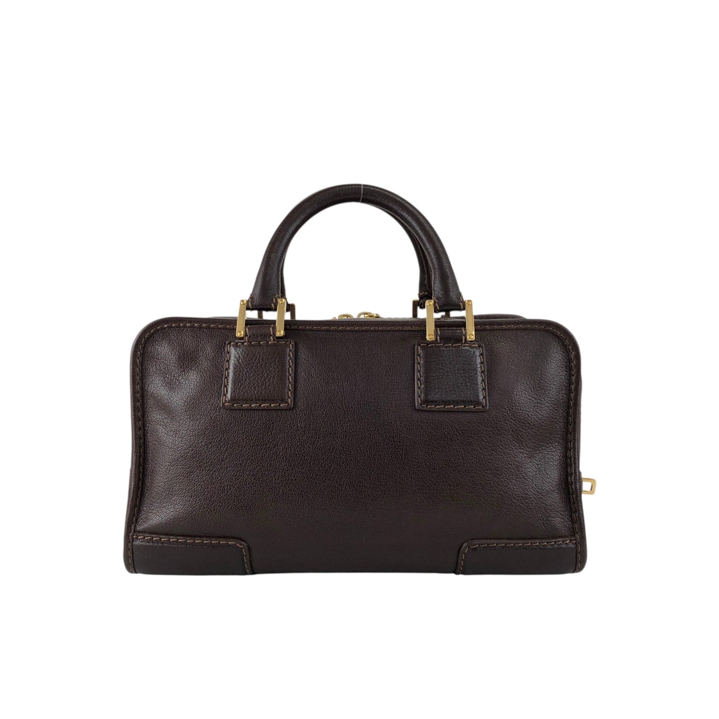 LOEWE Amazona28 Anagram Small Boston bag Handbag Brown Vintage vf56va