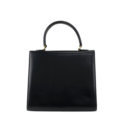 CELINE Gancini Top Handle Handbag Black Vintage whcwed