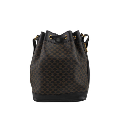 CELINE Macadam Blason Drawstring Shoulder bag Black Vintage mujneu