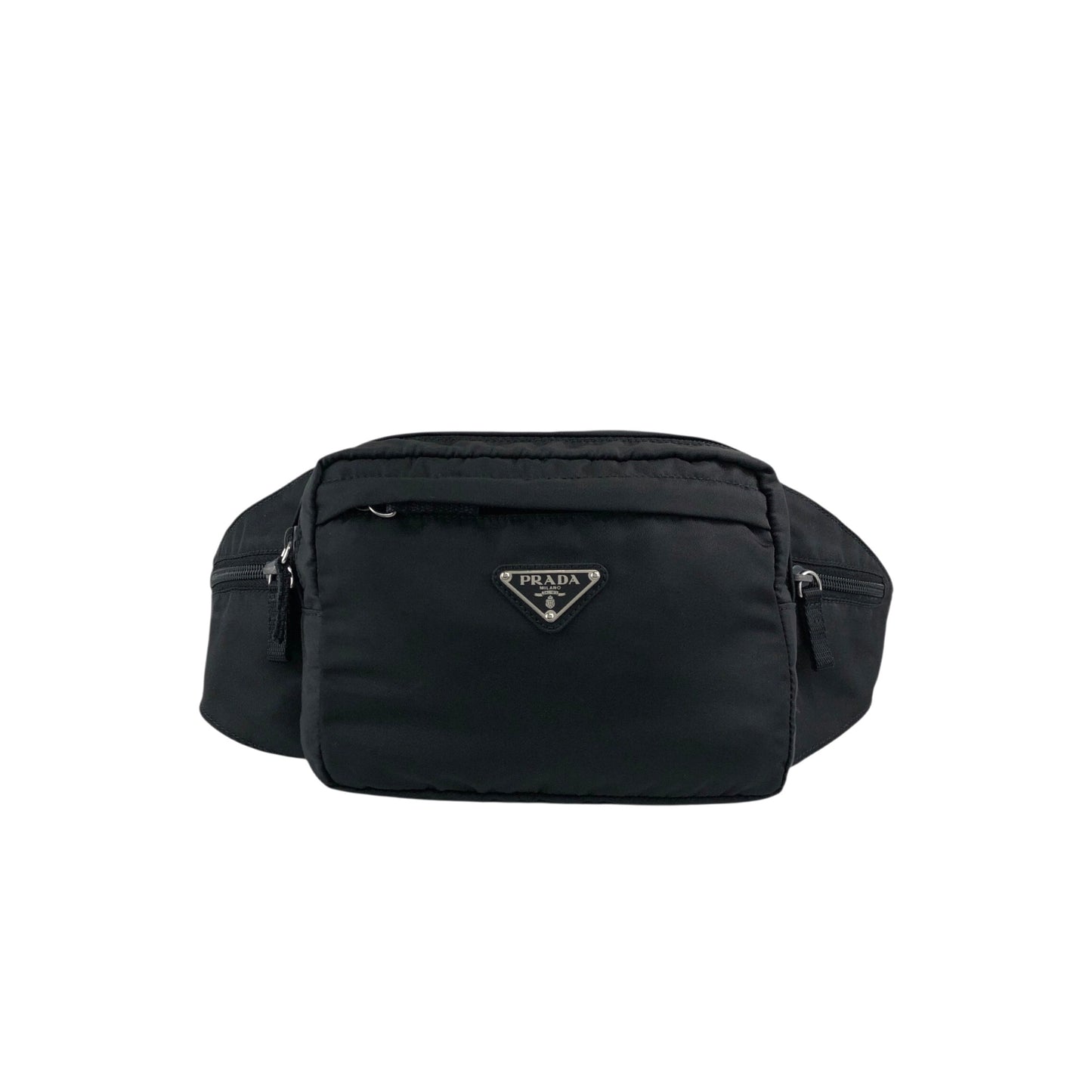 PRADA Tessuto Triangle Logo Sling bag Shoulder bag Black Vintage 58ccjt