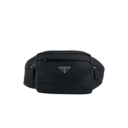 PRADA Tessuto Triangle Logo Sling bag Shoulder bag Black Vintage 58ccjt
