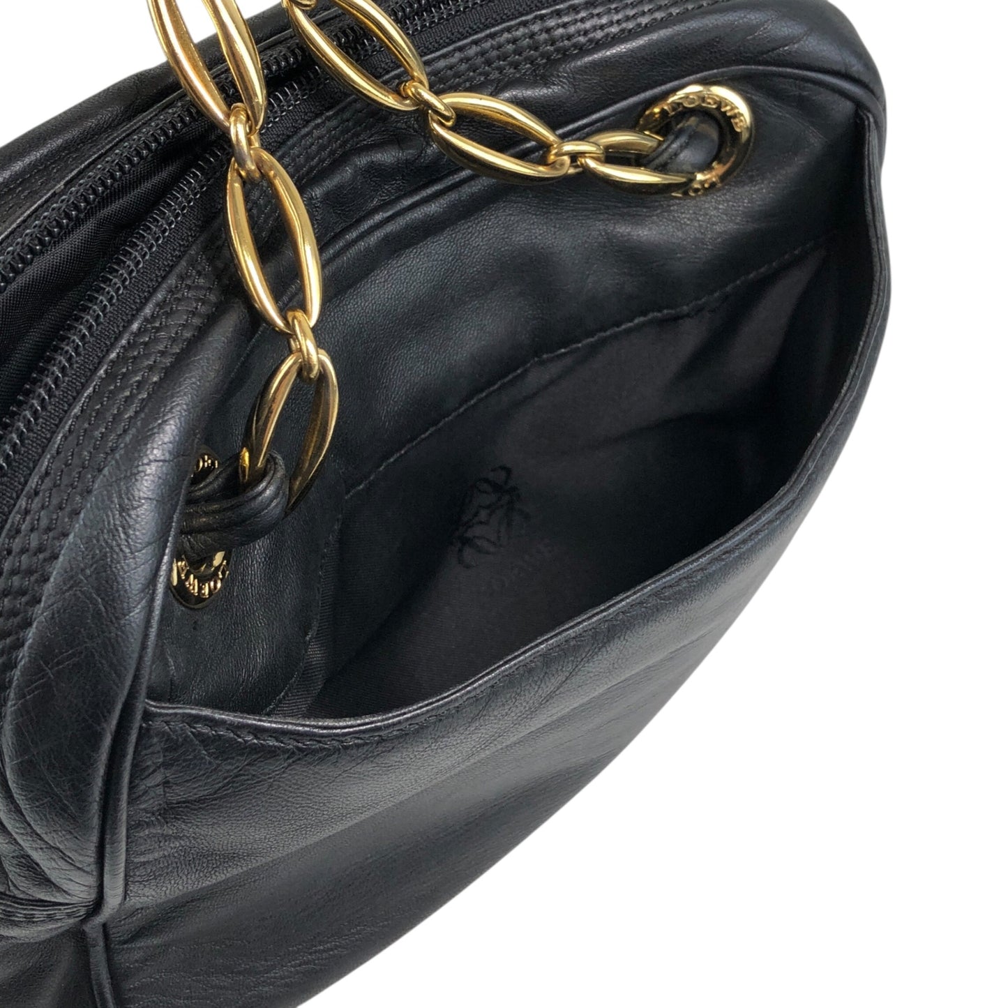 LOEWE Anagram Chain Handbag Shoulder bag Black Vintage nkgx4b