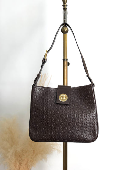 CELINE Blason Turn Lock Shoulder bag Brown Vintage txixub