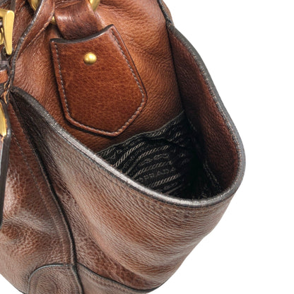 PRADA Logo Shoulder bag Brown Vintage viv5ss