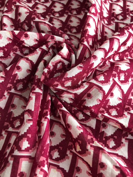 Christian Dior Trotter Silk Scarf Wine red×White Vintage gbe3ga