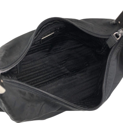 PRADA Logo Shoulder bag Black Vintage h6emcw