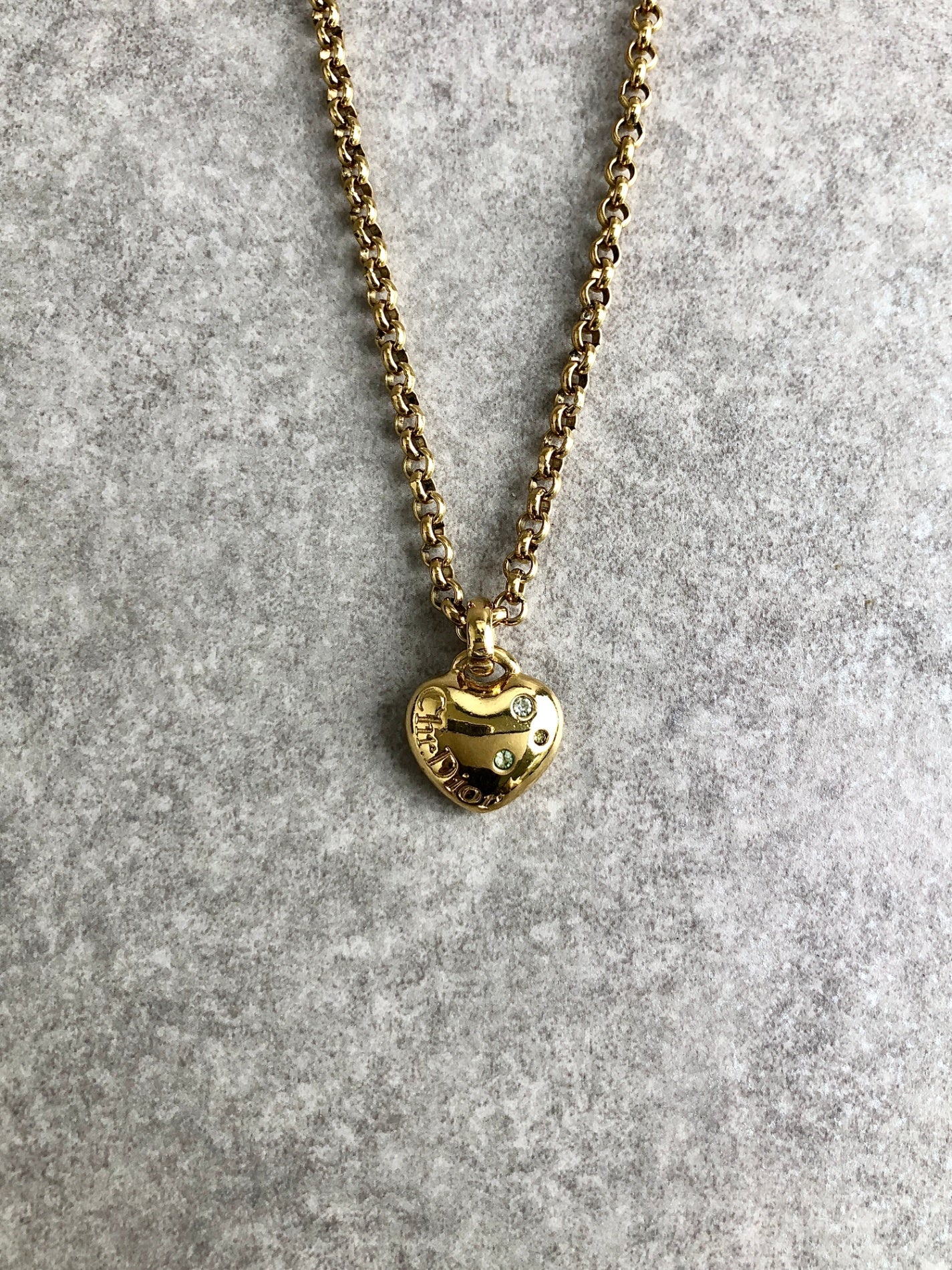 Christian Dior 心形圖案項鍊 金色 復古 dc3bg2