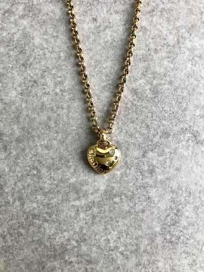 Christian Dior 心形圖案項鍊 金色 復古 dc3bg2