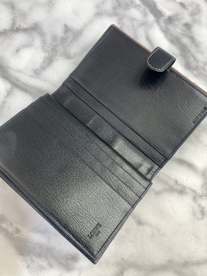 LOEWE Velazquez 皮革折疊錢包 黑棕色復古 z2dfbj 