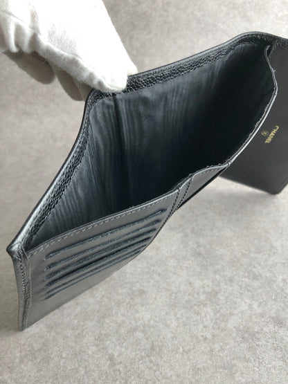 CHANEL Coco Mark Trifold Wallet Black Vintage xntxxj