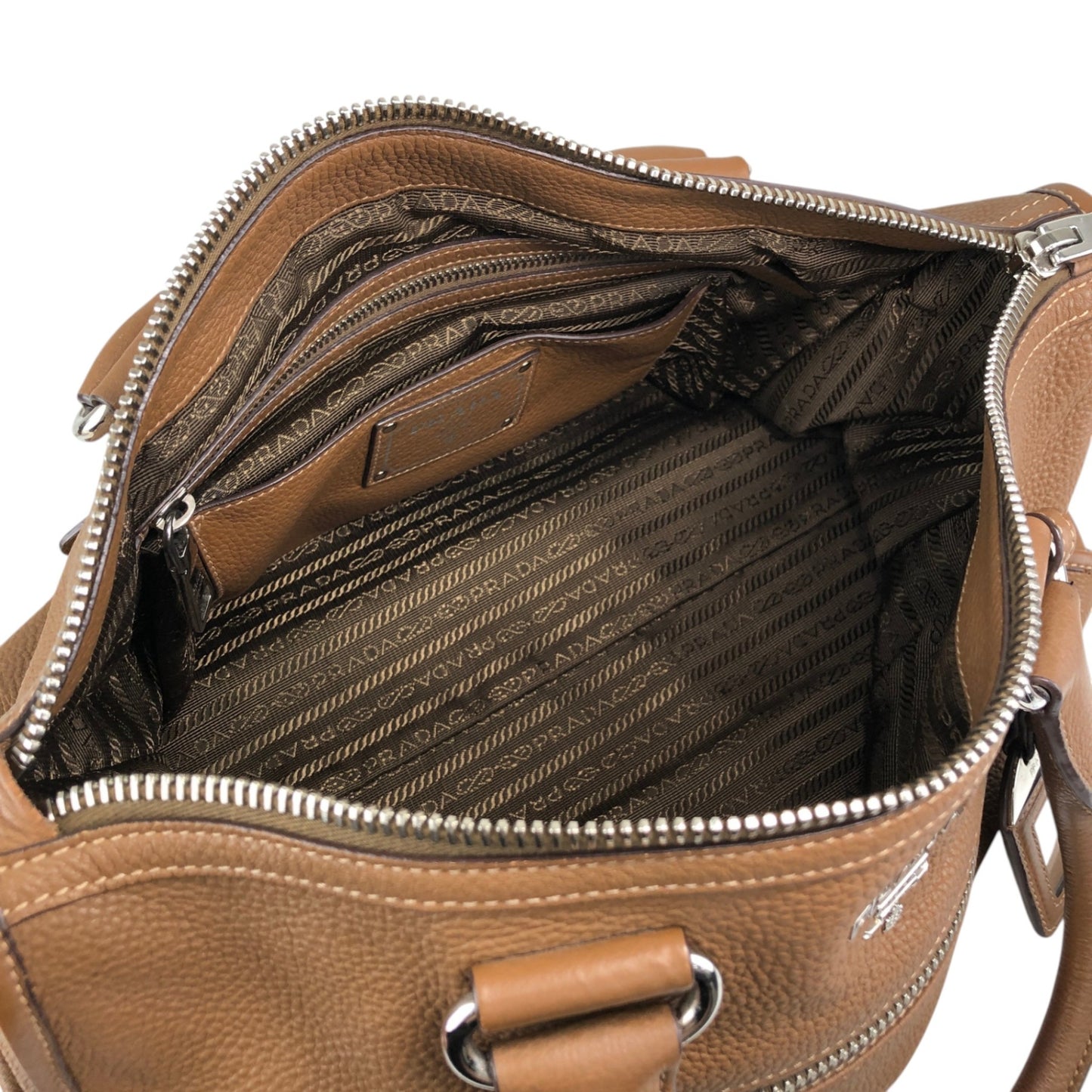 PRADA VITELLO PHENIX Two-way Handbag Shoulder bag Brown BL0805 Vintage 2rpjby