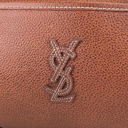 Yves Saint Laurent YSL Logo Stitch Handbag Brown Vintage bmihwz