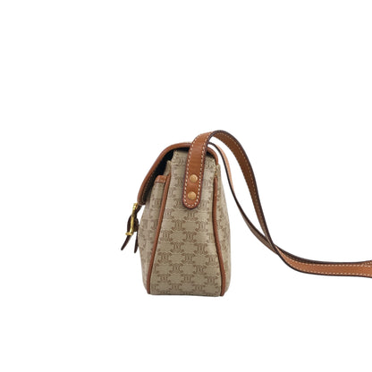 CELINE Macadam Blason Shoulder bag Beige Vintage xe5drh