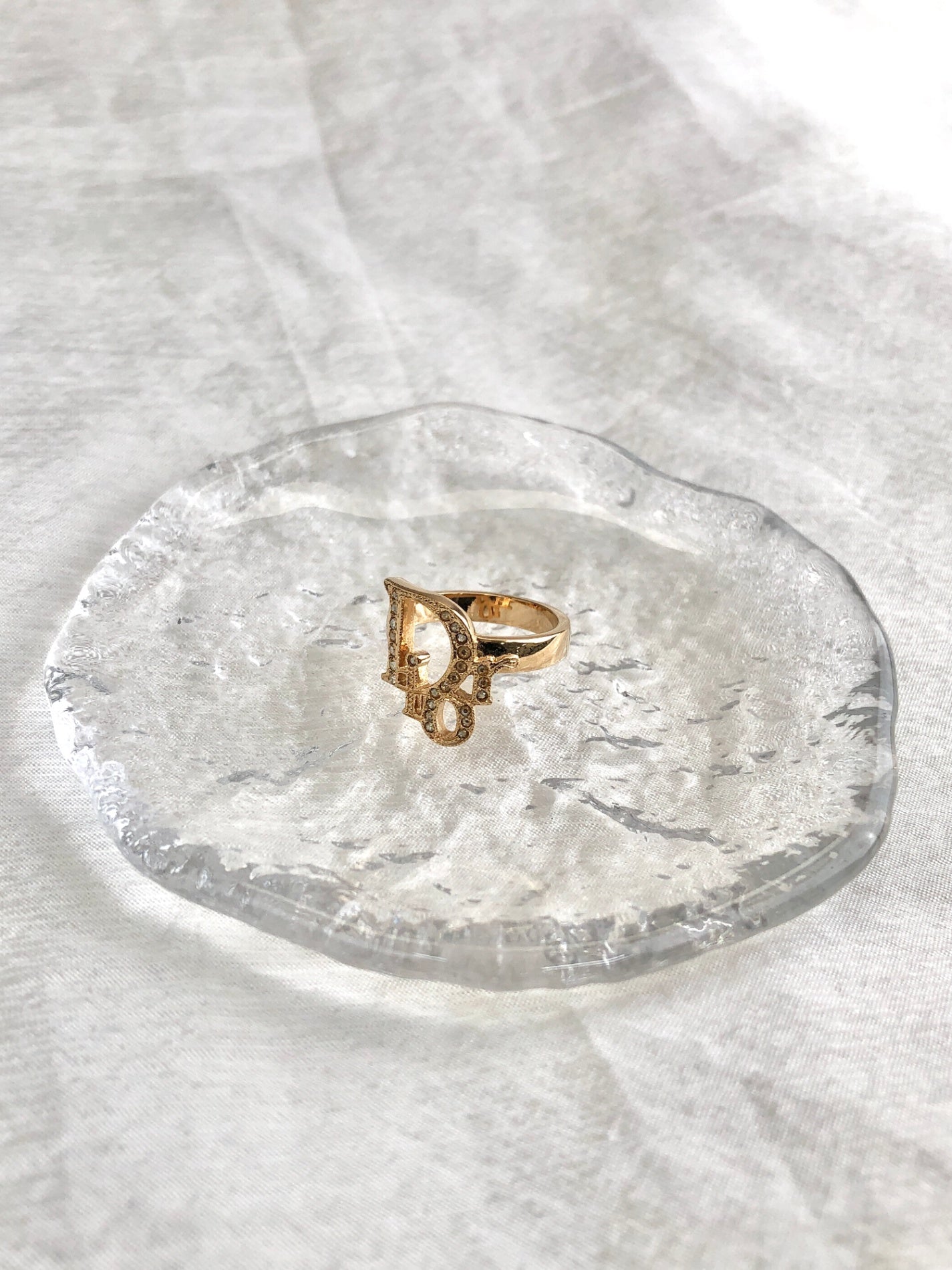 Christian Dior Logo Motif Ring Gold Vintage ynuevd
