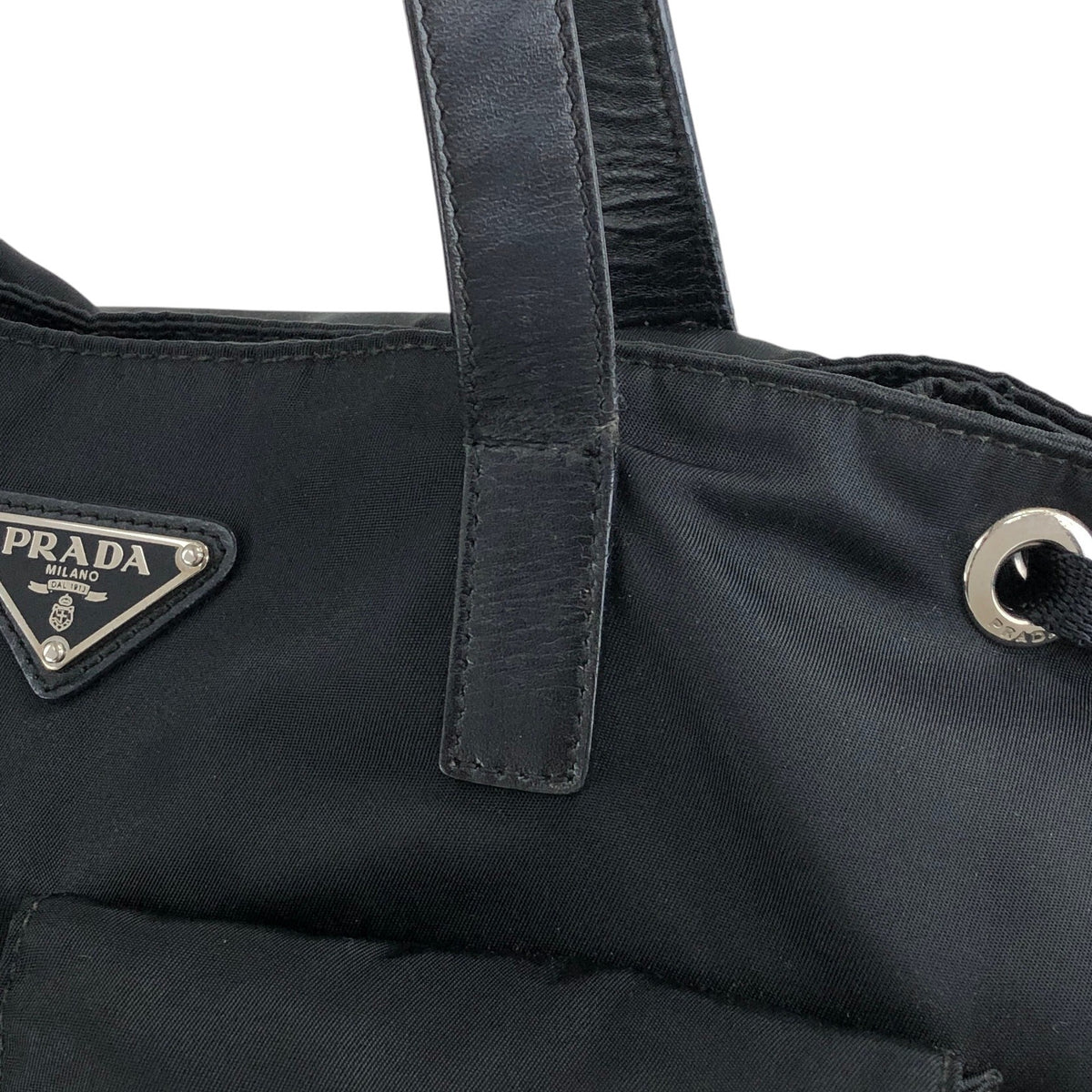 PRADA Tessuto Triangle Logo Double Pocket Totebag Black Vintage bdfpbe