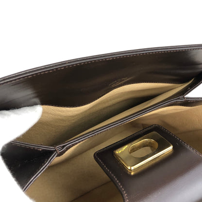 GUCCI Turn Lock Handbag Brown Vintage ud4z3y