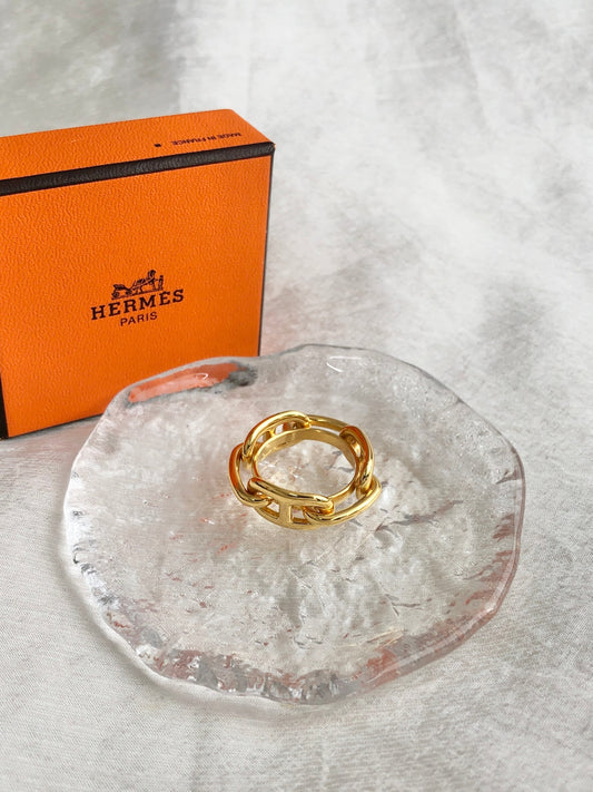 HERMES Chaine d'ancre Scarf Ring Gold Vintage wwmpsn