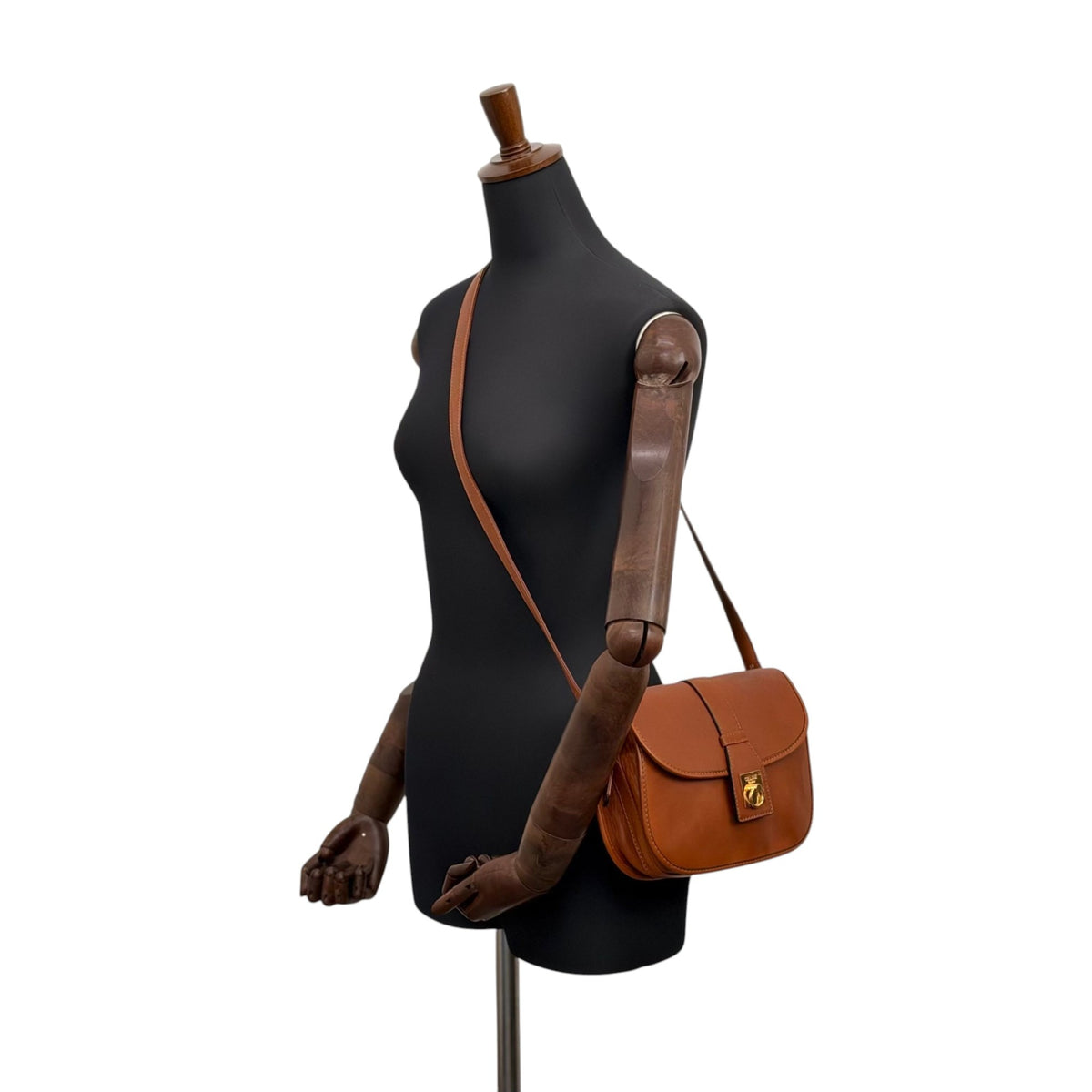 CELINE Gancini Shoulder bag Brown Vintage myaerh