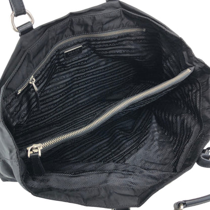 PRADA Tessuto Triangle Logo Totebag Black Vintage 4f8fnv