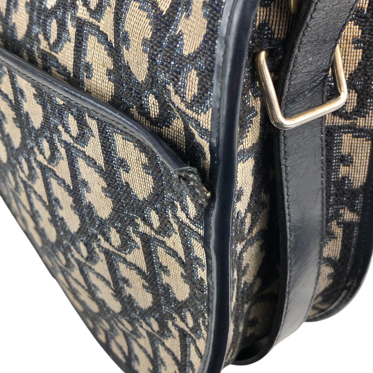 Christian Dior Trotter CD Logo Round Shoulder bag Navy Vintage pca7bv