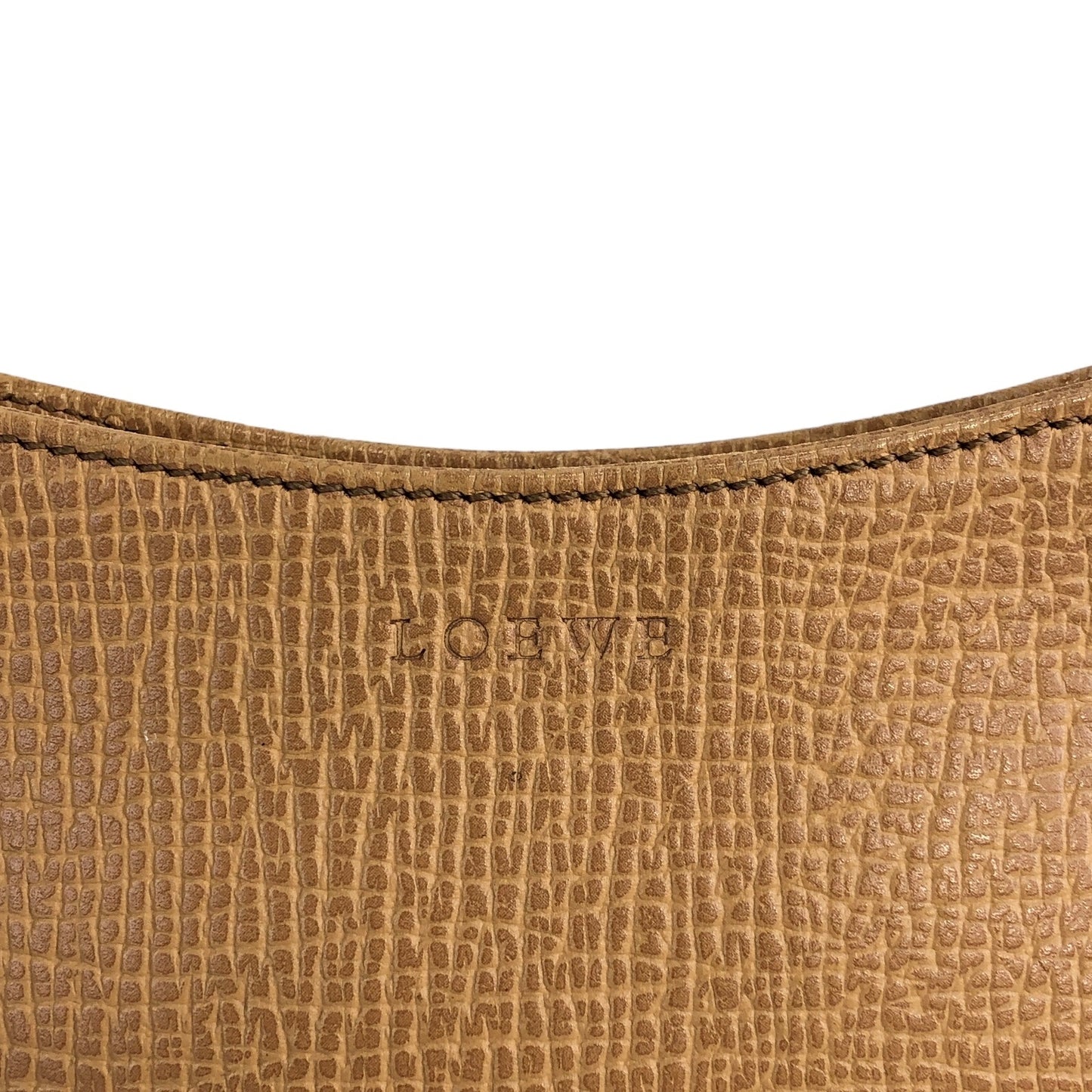 LOEWE Logo Leather Small Handbag Camel Vintage 4w67pa