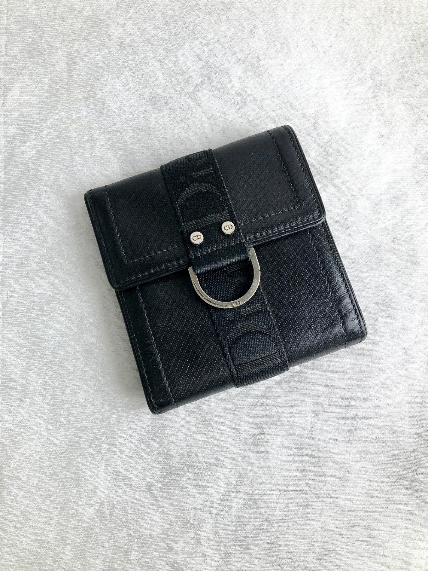Christian Dior Logo Folded Wallet Black Vintage aps3wd