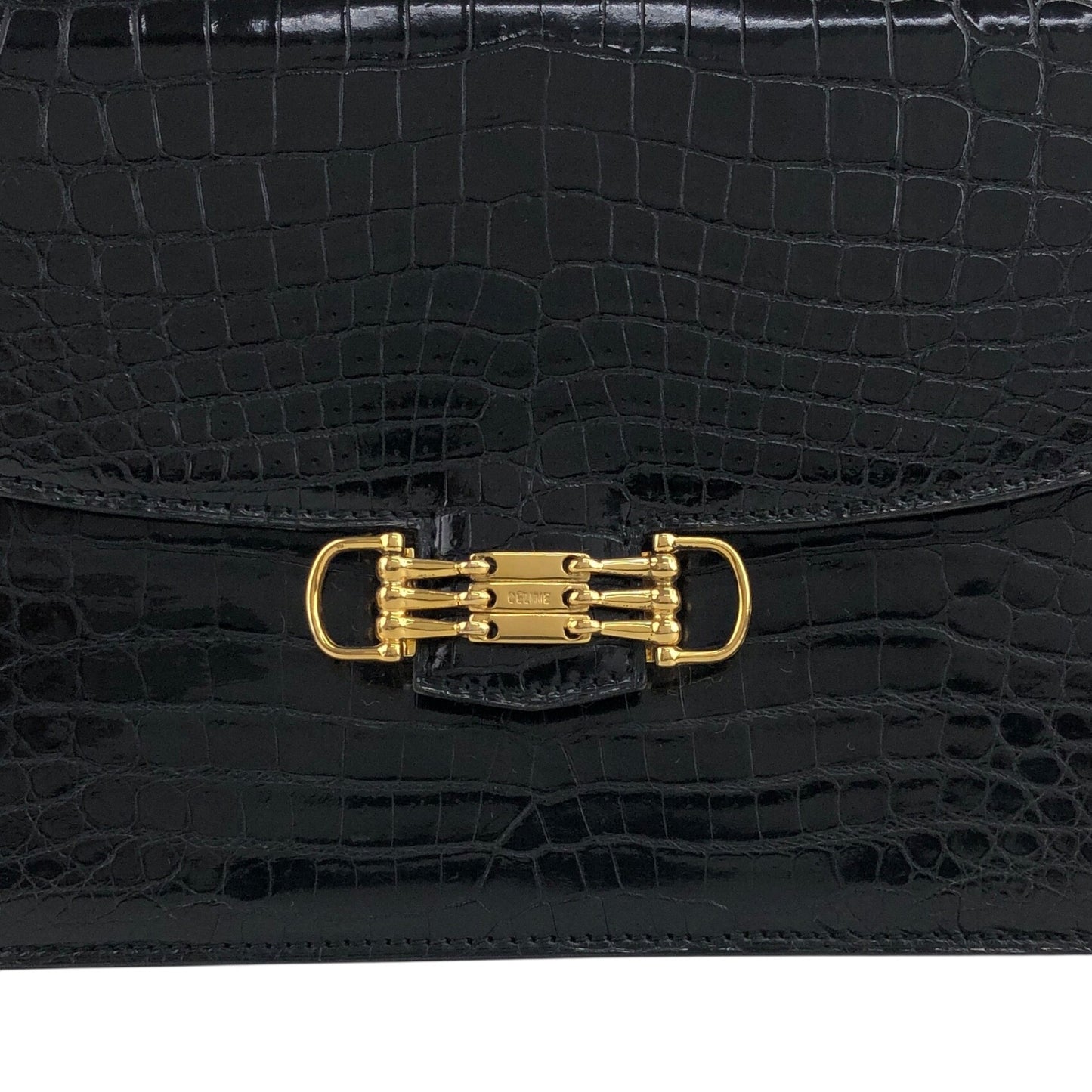 CELINE Horse Bit Handbag Black Vintage 4mkifm