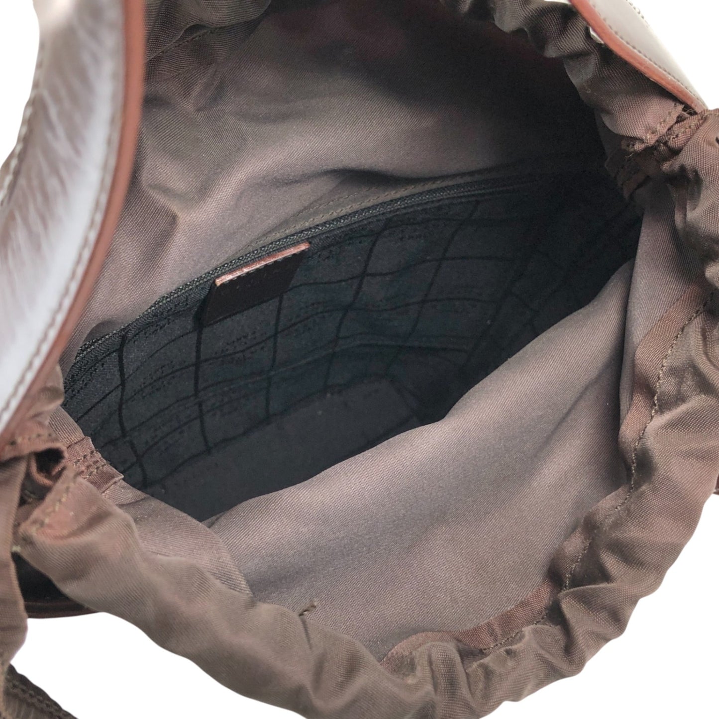 CELINE Logo Drawstring Shoulder bag Brown Vintage sjvk4h