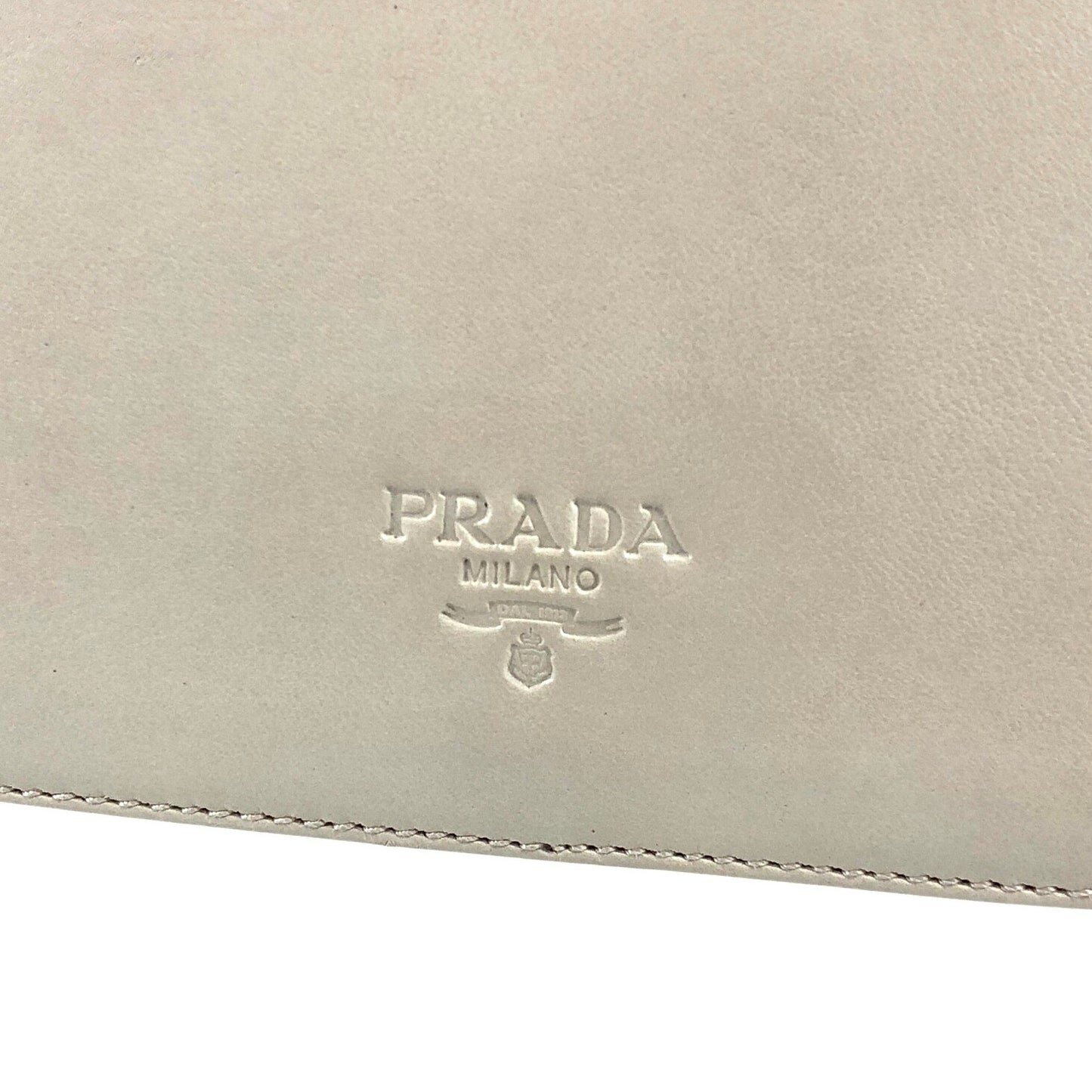 PRADA Logo Embossed Small Handbag Ivory Vintage e3ygvn