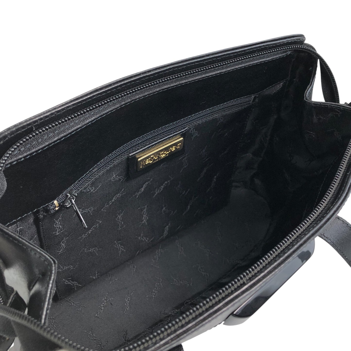 Yves Saint Laurent Logo Handbag Totebag Black Vintage hwe52c