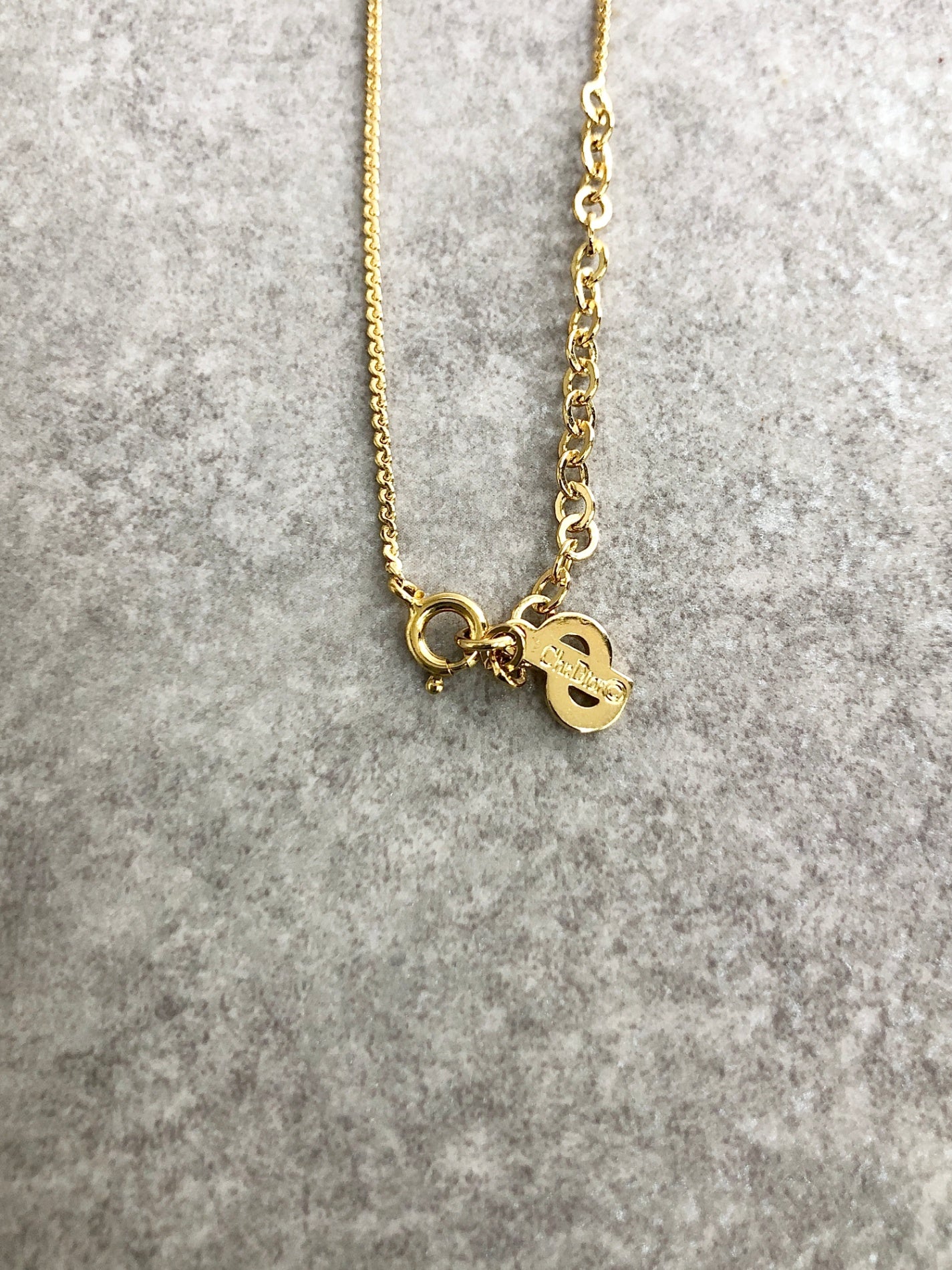 Christian Dior Logo Motif Necklace Gold Vintage aaev2v