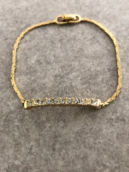 Christian Dior Rhinestone Bracelet Gold Vintage a32e5m