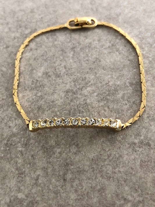 Christian Dior Rhinestone Bracelet Gold Vintage a32e5m