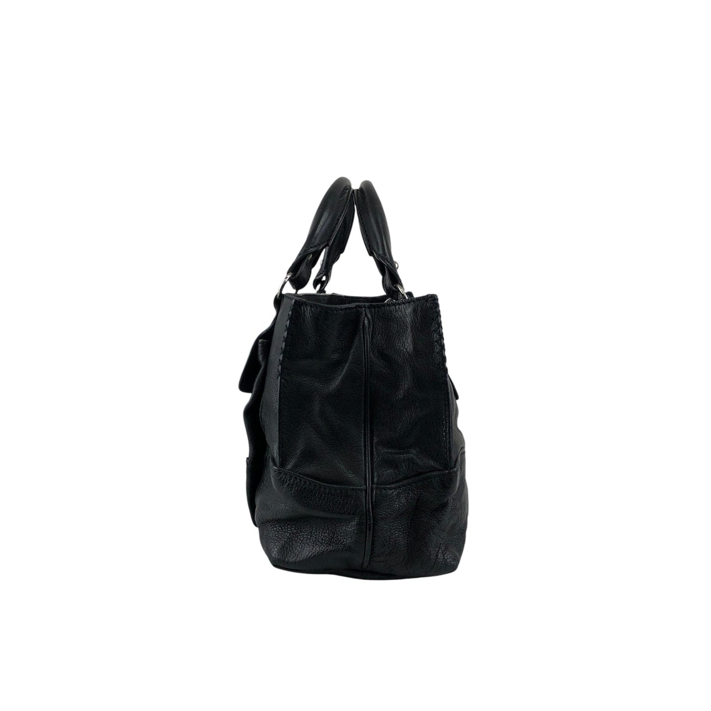 CELINE Horse Carriage Logo Handbag Black Vintage v5s4uu