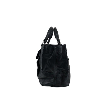 CELINE Horse Carriage Logo Handbag Black Vintage v5s4uu