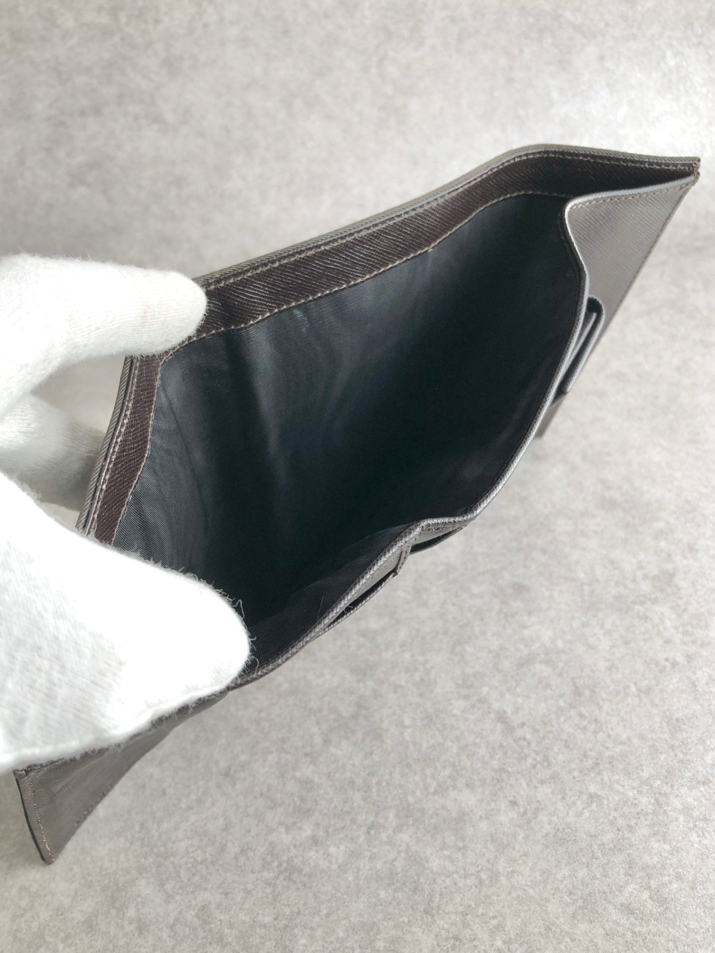 PRADA Tessuto Triangle Logo Trifold Wallet Black M510 Vintage icewt8