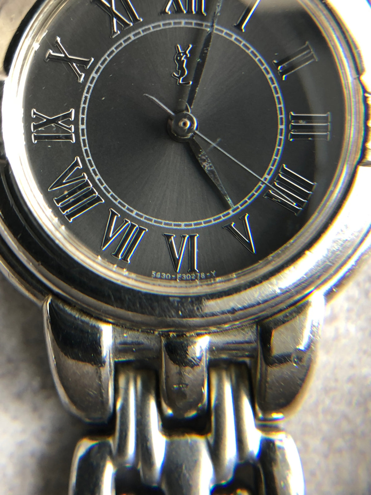 Yves Saint Laurent YSL Logo Quartz Watch Silver 5431-F45979 