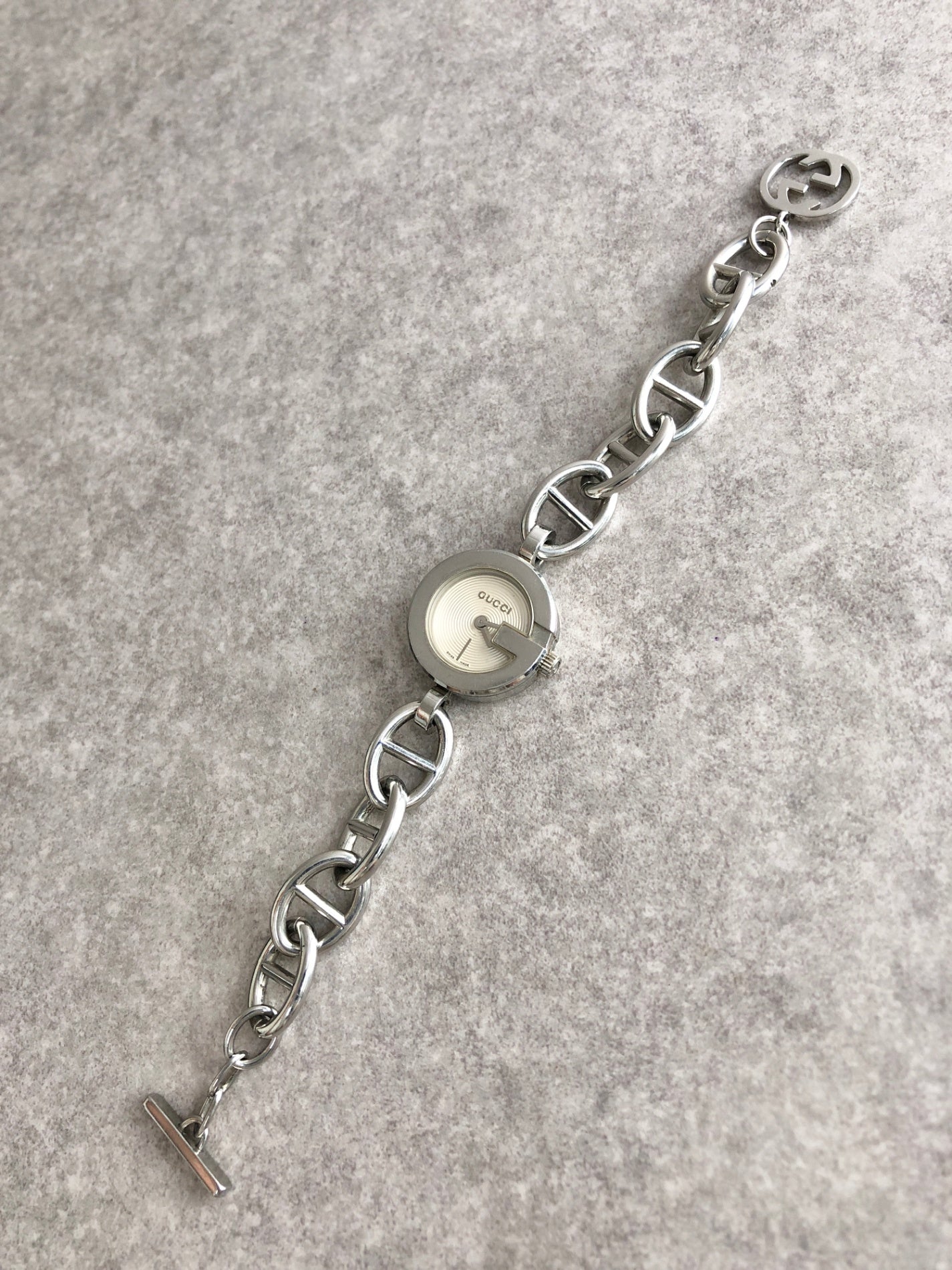 GUCCI Logo Bracelet Watch Silver Vintage 28nhzx