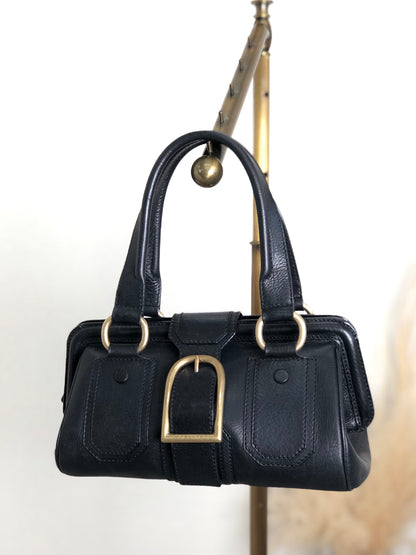 CELINE Triomphe Handbag Black Vintage 486nkp