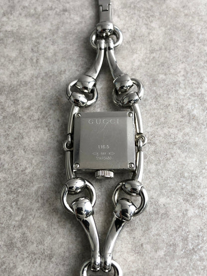 GUCCI Logo Quartz Watch Silver 116.5 Vintage ck6cm8