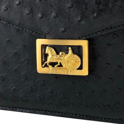 CELINE Horse Carriage Shoulder bag Black Vintage d66xv8