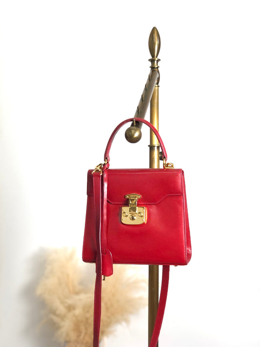 GUCCI Two-way Handbag Shoulder bag Red Vintage stnb53