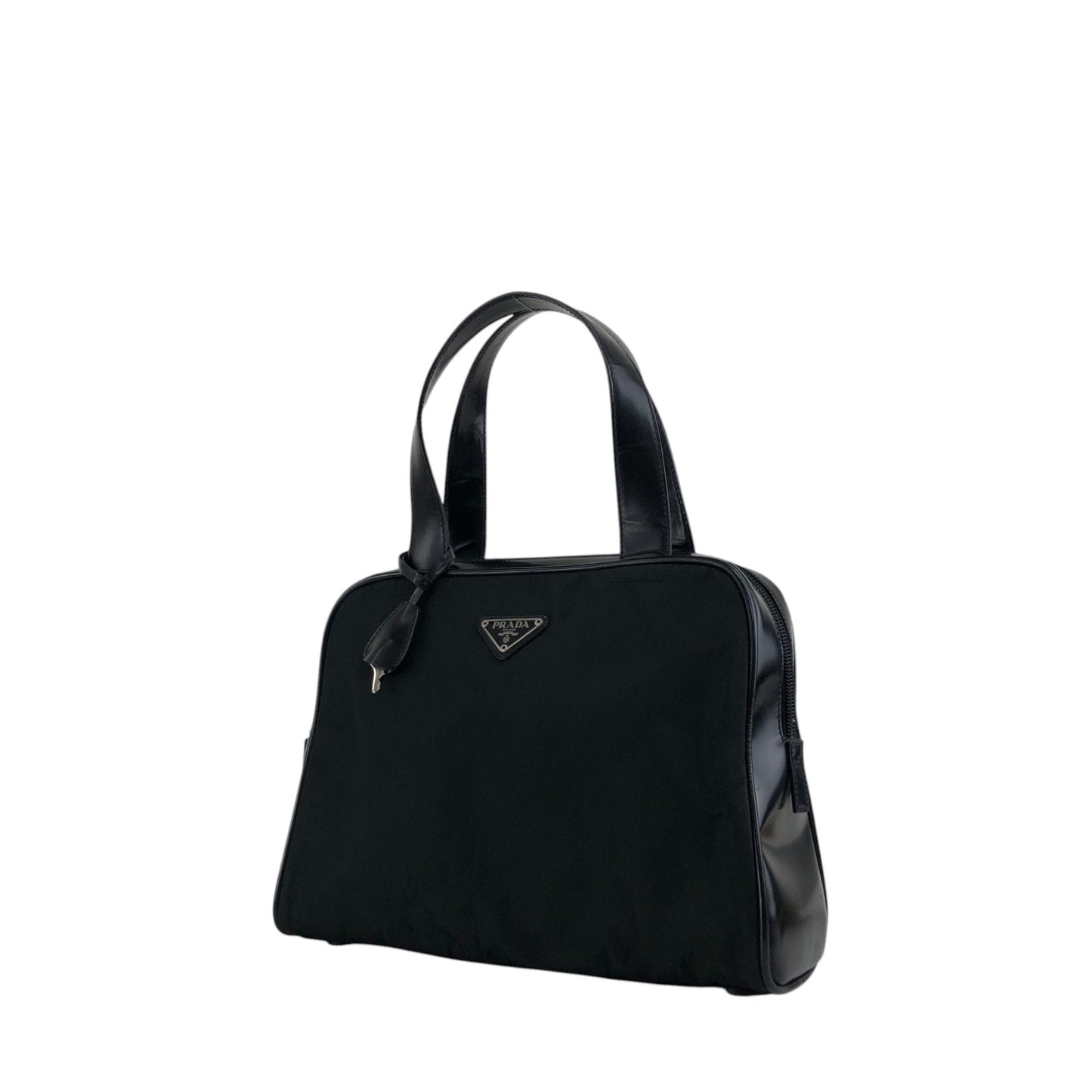 PRADA Tessuto Triangle Logo Handbag Black Vintage 3er6ru